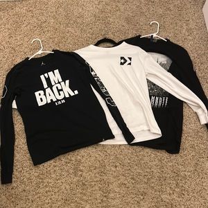 3 Adult Small Long Sleeve Shirts, Jordan, Converse, and H&M!
